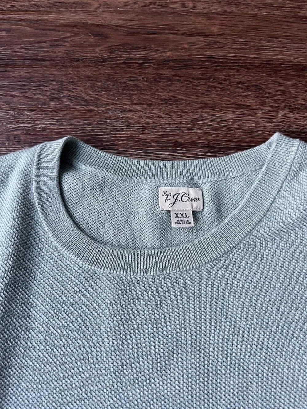J.Crew Knit Short-Sleeve Cotton Piqué-Stitch Sweater Men XL Light Celadon